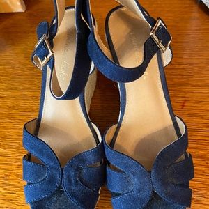 Navy Espadrille Wedges